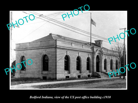 OLD LARGE HISTORIC PHOTO OF BEDFORD INDIANA, THE US POST OFFICE BUILDING c1910