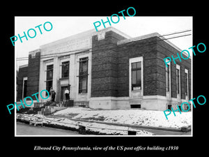 OLD LARGE HISTORIC PHOTO OF ELLWOOD CITY PENNSYLVANIA. THE US POST OFFICE c1930