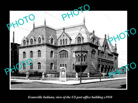 OLD LARGE HISTORIC PHOTO OF EVANSVILLE INDIANA THE US POST OFFICE BUILDING c1910