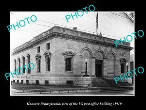 OLD LARGE HISTORIC PHOTO OF HANOVER PENNSYLVANIA US POST OFFICE BUILDING c1910