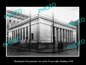 OLD LARGE HISTORIC PHOTO OF HUNTINGDON PENNSYLVANIA US POST OFFICE BUILDING 1920