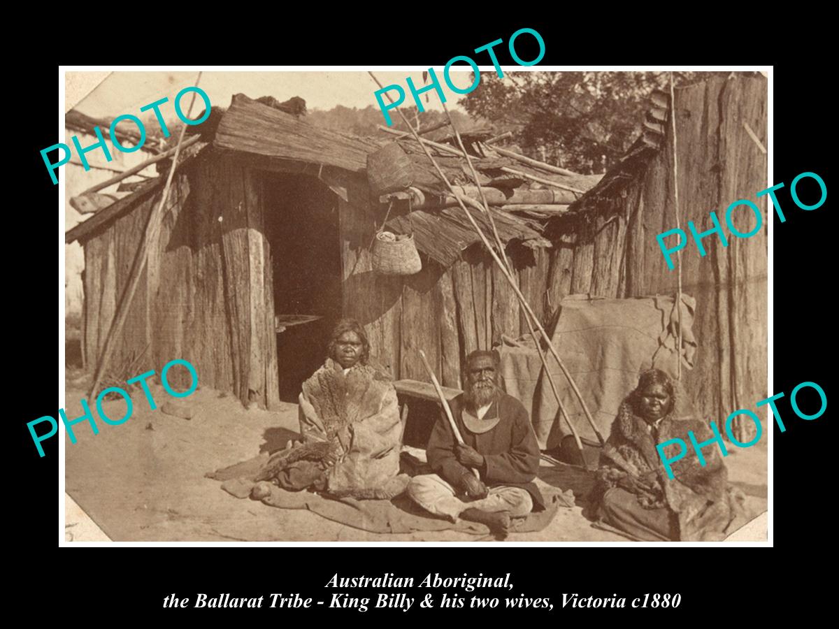 OLD LARGE HISTORIC PHOTO OF ABORIGINAL, KING BILLY OF THE BALLARAT TRIBE c1880