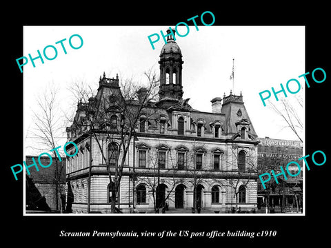 OLD LARGE HISTORIC PHOTO OF SCRANTON PENNSYLVANIA US POST OFFICE BUILDING c1920