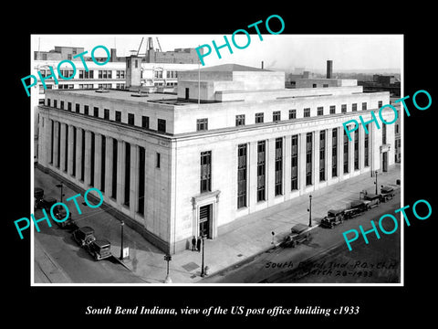 OLD LARGE HISTORIC PHOTO OF SOUTH BEND INDIANA US POST OFFICE BUILDING c1933