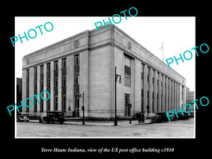 OLD LARGE HISTORIC PHOTO OF TERRE HAUTE INDIANA US POST OFFICE BUILDING c1930