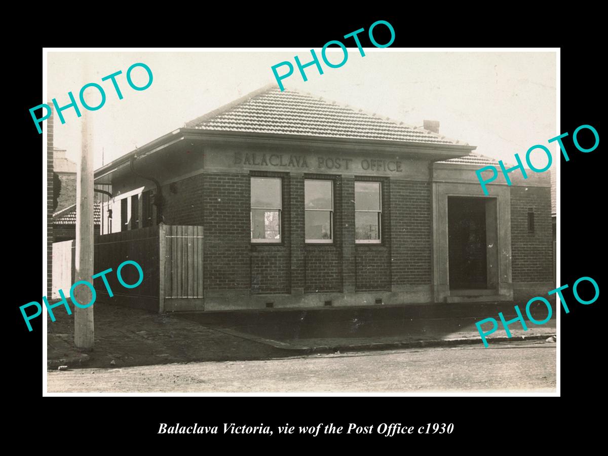 OLD LARGE HISTORIC PHOTO OF BALACLAVA VICTORIA, VIEW OF THE POST OFFICE c1930