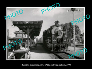 OLD LARGE HISTORIC PHOTO OF BUNKIE LOUISIANA, THE RAILROAD STATION c1940