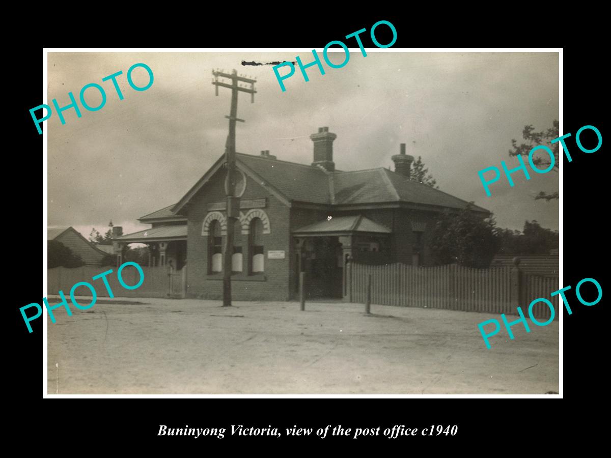 OLD LARGE HISTORIC PHOTO OF BUNINYONG VICTORIA, VIEW OF THE POST OFFICE c1940