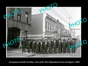 OLD LARGE HISTORIC PHOTO OF GEORGETOWN SOUTH CAROLINA FIRE DEPARTMENT CREW c1960