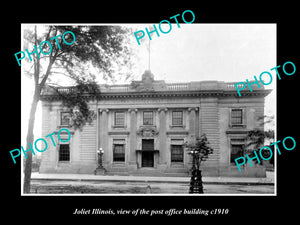 OLD LARGE HISTORIC PHOTO OF JOLIET ILLINOIS, THE POST OFFICE BUILDING c1910