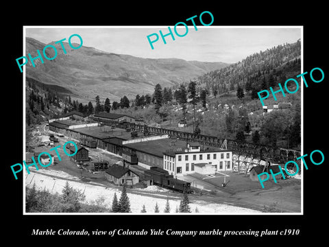 OLD LARGE HISTORIC PHOTO OF MARBLE COLORADO, THE MARBLE PRCESSING PLANT c1910