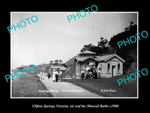 OLD LARGE HISTORIC PHOTO OF CLIFTON SPRINGS VICTORIA, THE MINERAL BATHS c1900