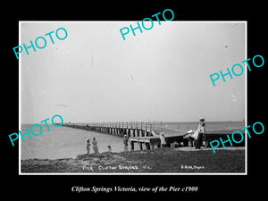 OLD LARGE HISTORIC PHOTO OF CLIFTON SPRINGS VICTORIA, VIEW OF THE PIER c1900