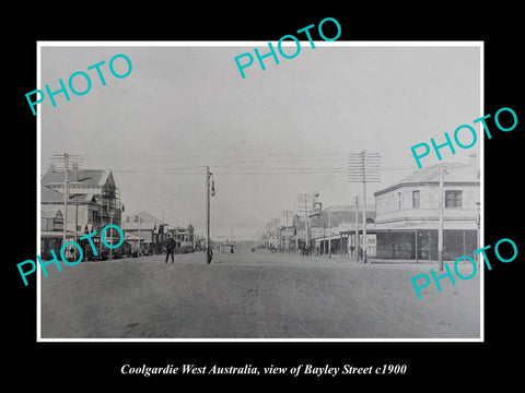 OLD LARGE HISTORIC PHOTO OF COOLGARDIE WEST AUSTRALIA, VIEW OF BAYLEY ST c1900