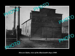 OLD LARGE HISTORIC PHOTO OF MOSCOW IDAHO, THE BLACKSMITH SHOP c1900