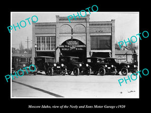 OLD LARGE HISTORIC PHOTO OF MOSCOW IDAHO, THE NEELY MOTOR GARAGE c1920