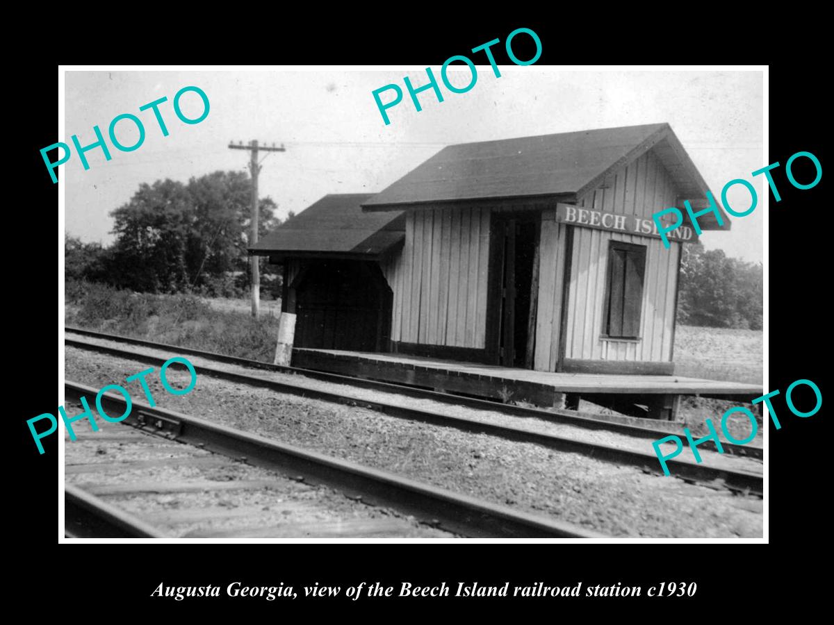 OLD LARGE HISTORIC PHOTO OF AUGUSTA GEORGIA, BEECH ISLAND RAILROAD DEPOT c1930