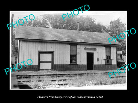 OLD LARGE HISTORIC PHOTO OF FLANDERS NEW JERSEY THE RAILROAD DEPOT STATION c1940