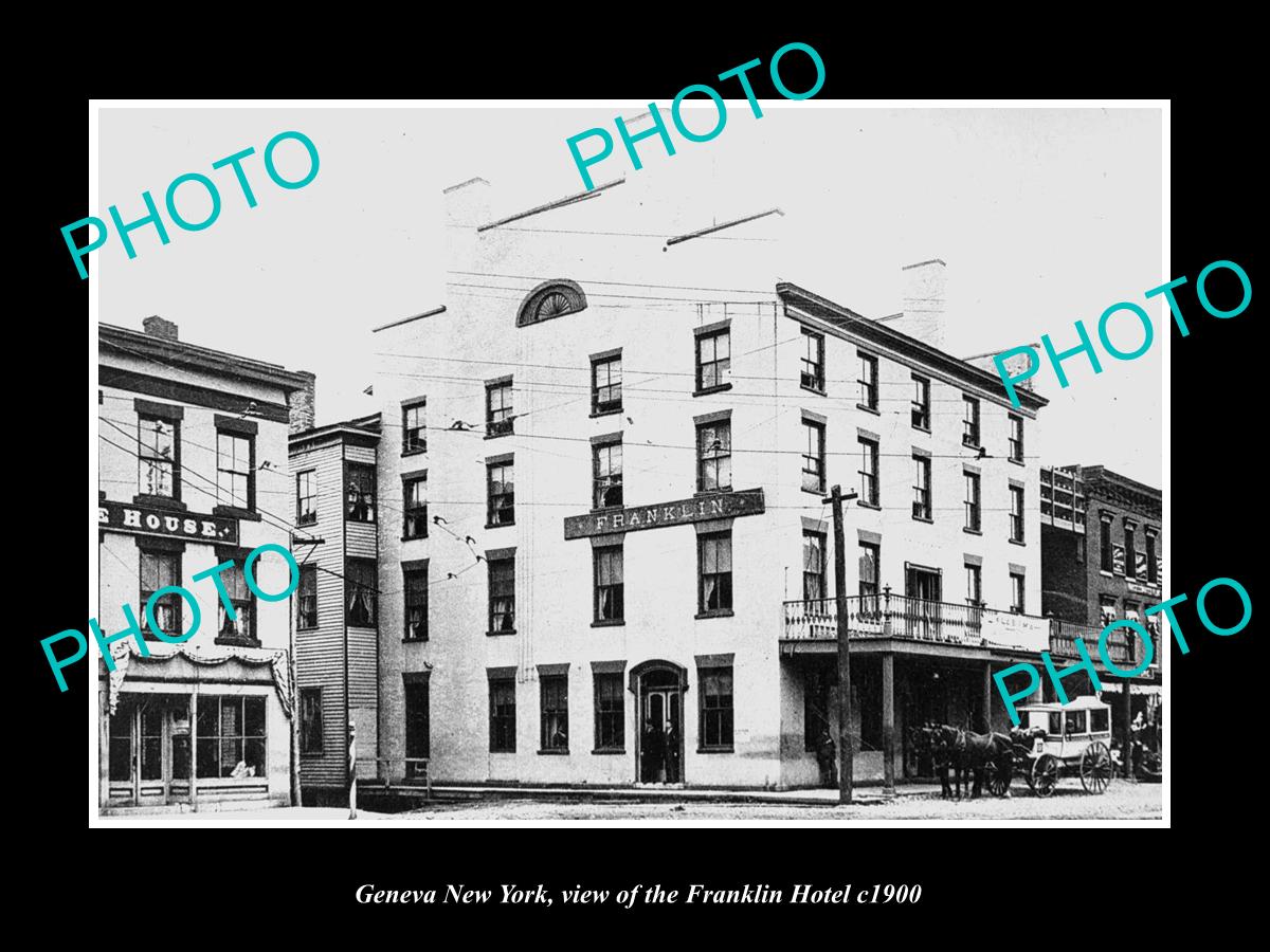 OLD LARGE HISTORIC PHOTO OF GENEVA NEW YORK, VIEW OF THE FRANKLIN HOTEL c1900