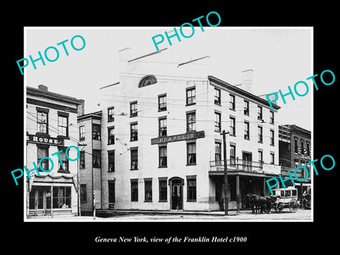 OLD LARGE HISTORIC PHOTO OF GENEVA NEW YORK, VIEW OF THE FRANKLIN HOTEL c1900