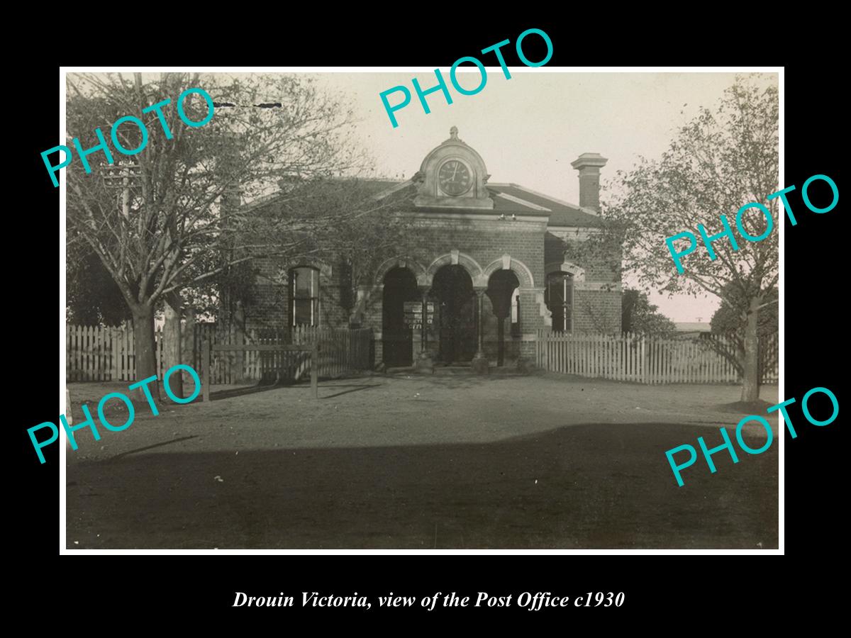 OLD LARGE HISTORIC PHOTO OF DROUIN VICTORIA, VIEW OF THE POST OFFICE c1930