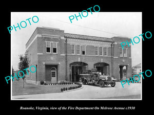 OLD LARGE HISTORIC PHOTO OF ROANOKE VIRGINIA, THE FIRE DEPARTMENT STATION 1930 1