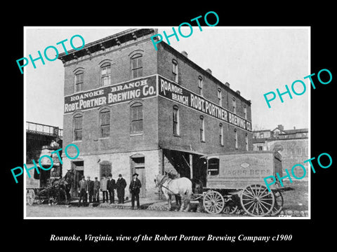 OLD LARGE HISTORIC PHOTO OF ROANOKE VIRGINIA, THE PORTNER BREWING COMPANY c1900