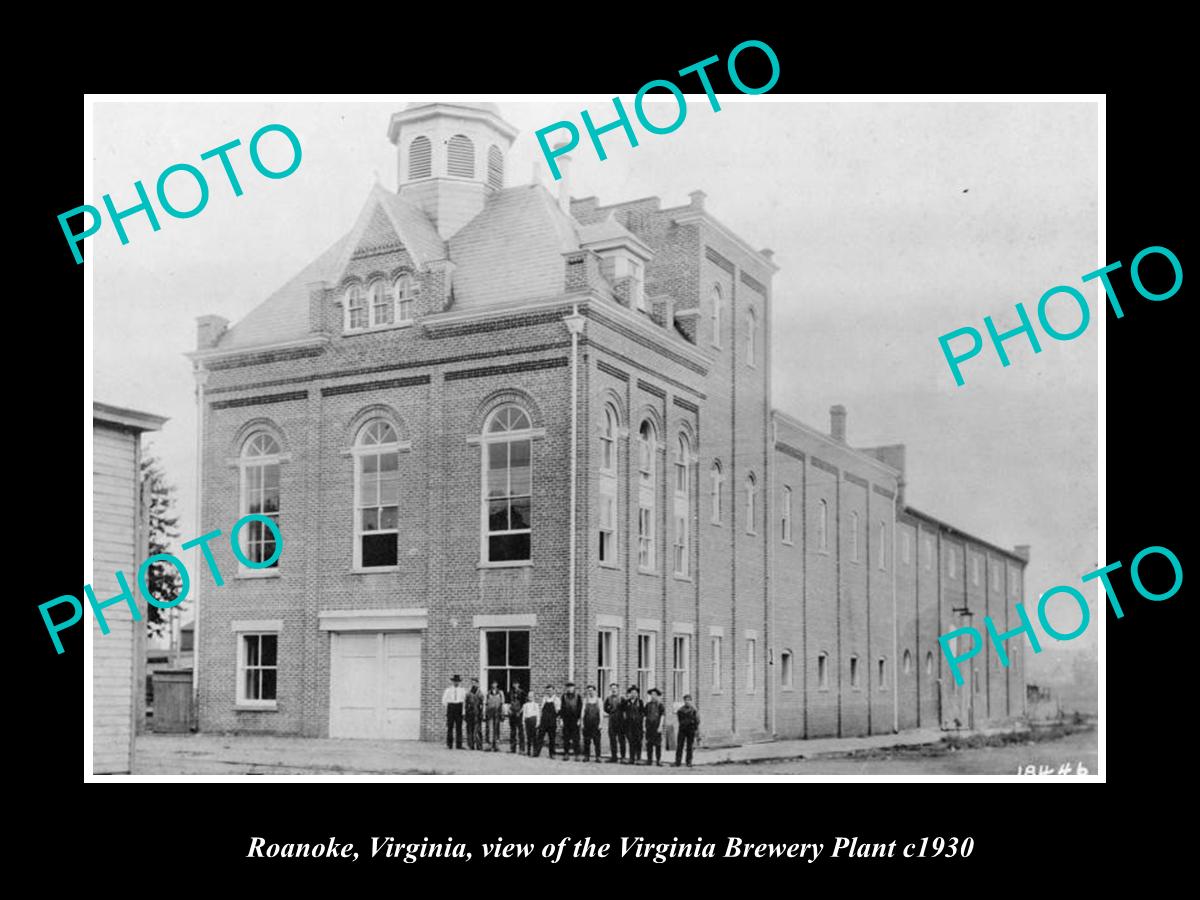 OLD LARGE HISTORIC PHOTO OF ROANOKE VIRGINIA, THE VIRGINIA BREWERY PLANT c1930