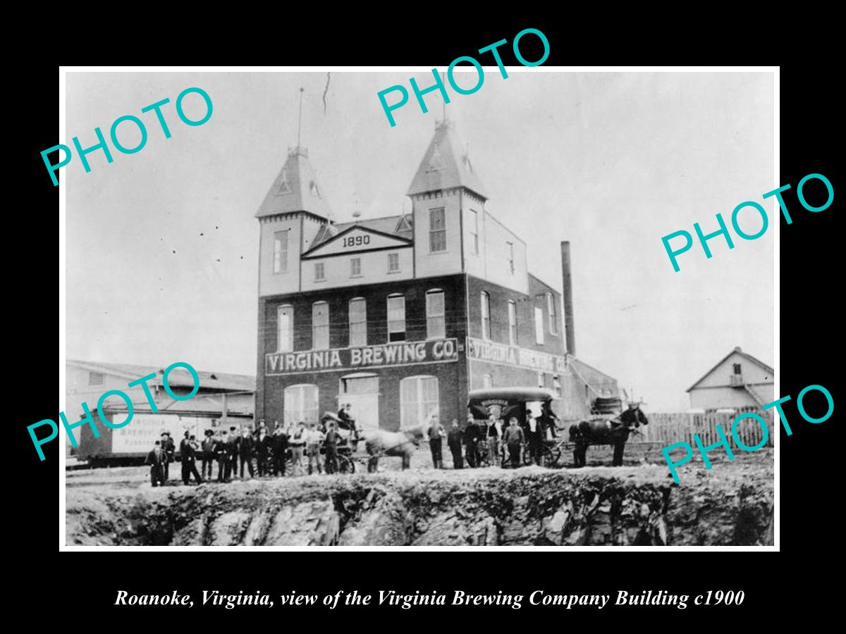 OLD LARGE HISTORIC PHOTO OF ROANOKE VIRGINIA, THE VIRGINIA BREWING COMPANY c1900