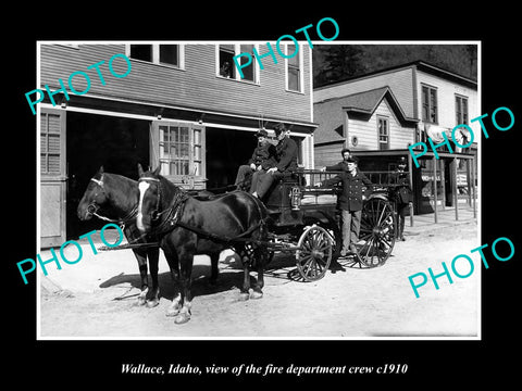 OLD LARGE HISTORIC PHOTO OF WALLACE IDAHO, THE FIRE DEPARTMENT CREW c1910