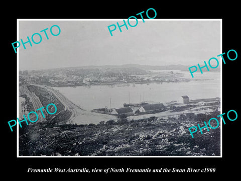 OLD LARGE HISTORIC PHOTO OF FREMANTLE WEST AUSTRALIA BRIDGE OVER SWAN RIVER 1900