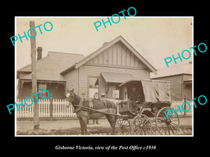 OLD LARGE HISTORIC PHOTO OF GISBORNE VICTORIA, VIEW OF THE POST OFFICE c1930