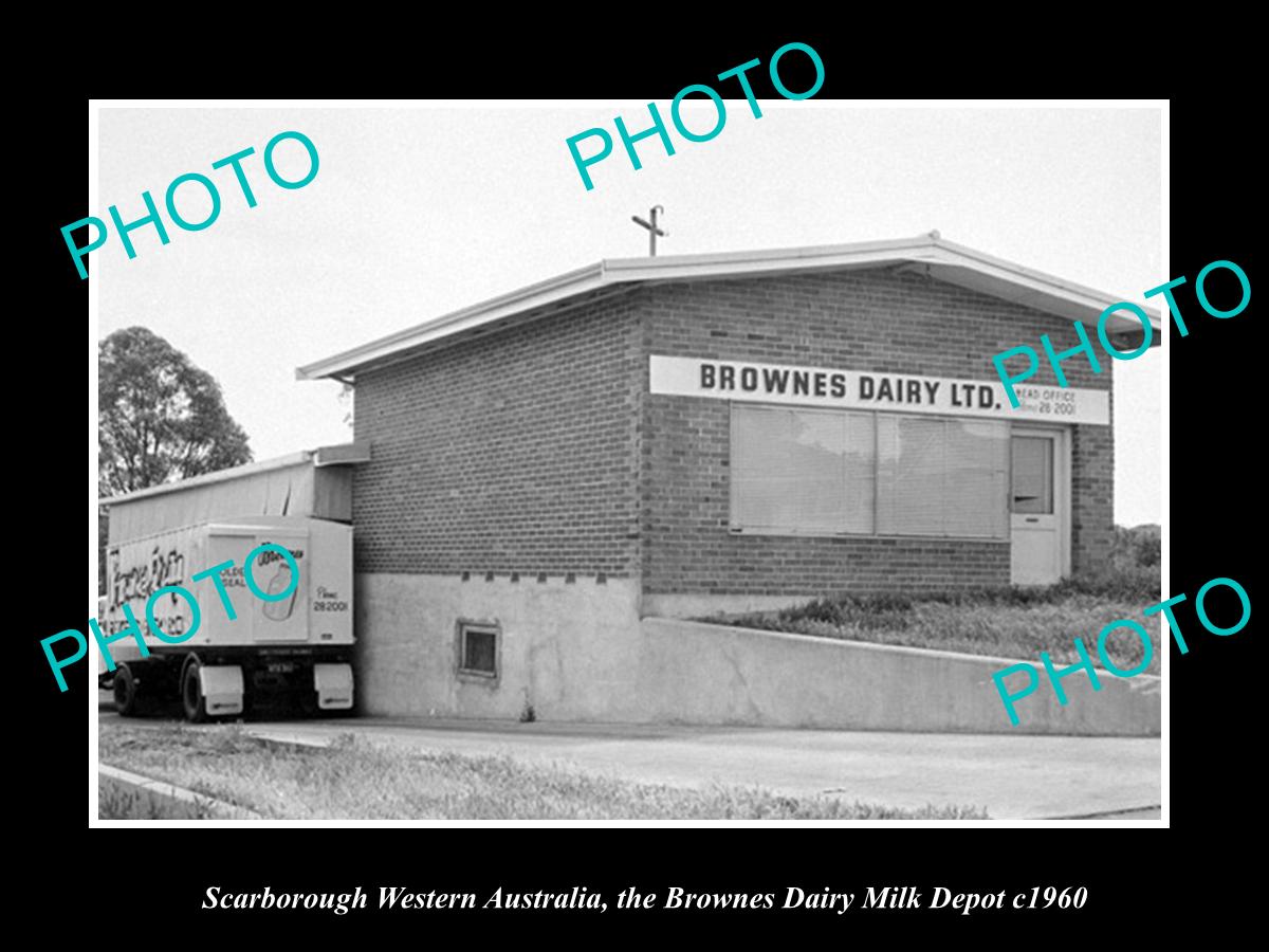 OLD LARGE HISTORIC PHOTO OF SCARBOROUGH WESTERN AUSTRALIA, BROWNES DAIRY c1960