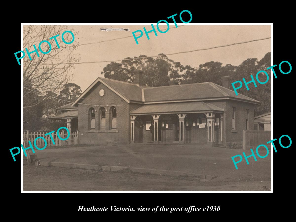 OLD LARGE HISTORIC PHOTO OF HEATHCOTE VICTORIA, VIEW OF THE POST OFFICE c1930