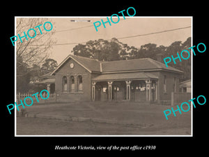 OLD LARGE HISTORIC PHOTO OF HEATHCOTE VICTORIA, VIEW OF THE POST OFFICE c1930