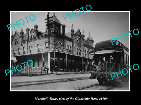 OLD LARGE HISTORIC PHOTO OF MARSHALL TEXAS, VIEW OF THE GINOCCHIO HOTEL c1900