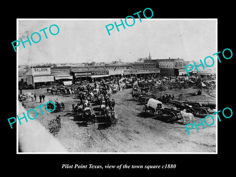 OLD LARGE HISTORIC PHOTO OF PILOT POINT TEXAS, VIEW OF THE TOWN SQUARE c1880