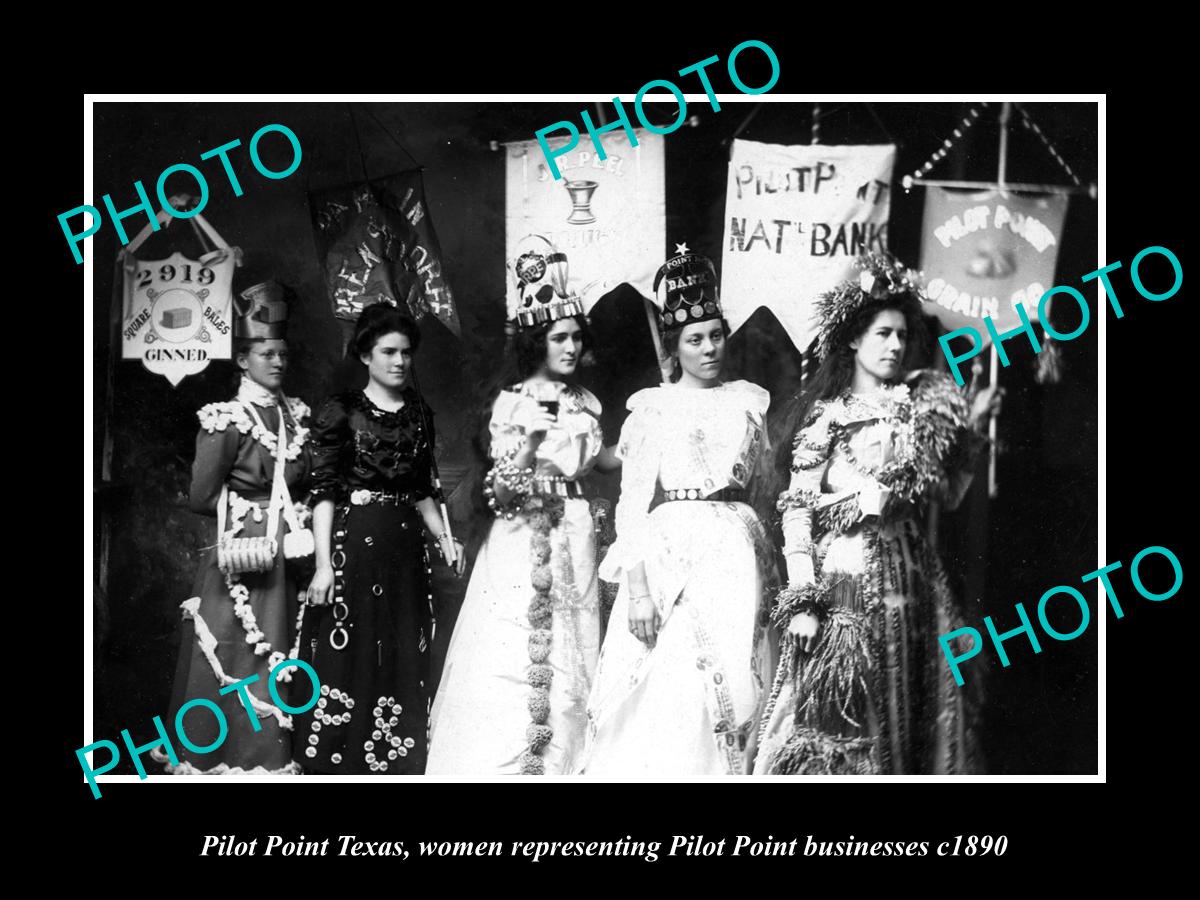 OLD LARGE HISTORIC PHOTO OF PILOT POINT TEXAS, VIEW OF THE BUSINESS WOMEN c1890