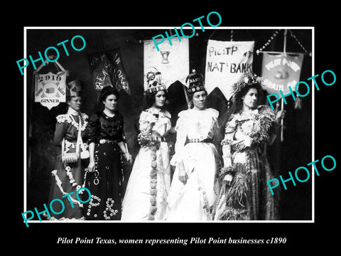 OLD LARGE HISTORIC PHOTO OF PILOT POINT TEXAS, VIEW OF THE BUSINESS WOMEN c1890