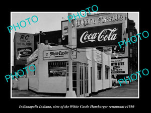 OLD HISTORIC PHOTO OF INDIANAPOLIS INDIANA, WHITE CASTLE HAMBURGER STORE c1950