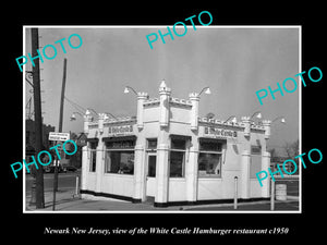 OLD LARGE HISTORIC PHOTO OF NEWARK NEW JERSEY WHITE CASTLE HAMBURGER STORE c1950