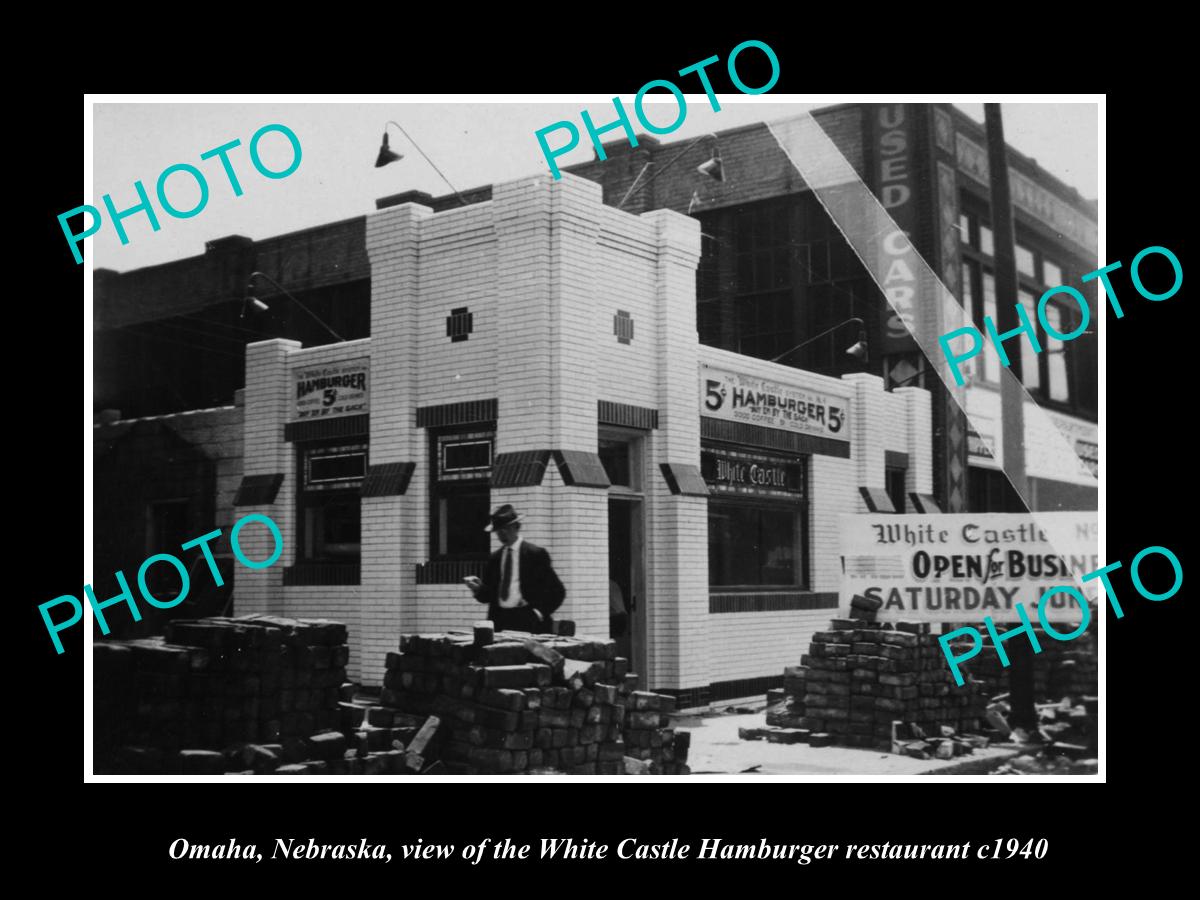 OLD LARGE HISTORIC PHOTO OF OMAHA NEBRASKA, WHITE CASTLE HAMBURGER STORE c1940