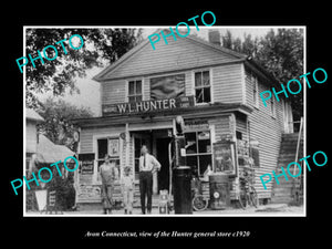 OLD LARGE HISTORIC PHOTO OF AVON CONNECTICUT, VIEW OF THE HUNTER STORE c1920