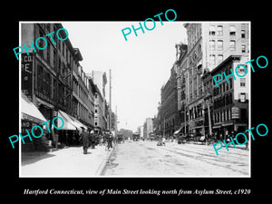 OLD LARGE HISTORIC PHOTO OF HARTFORD CONNECTICUT, THE MAIN STREET & STORES c1920