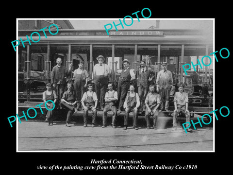 OLD LARGE HISTORIC PHOTO OF HARTFORD CONNECTICUT, THE RAILWAY PAINTERS c1910