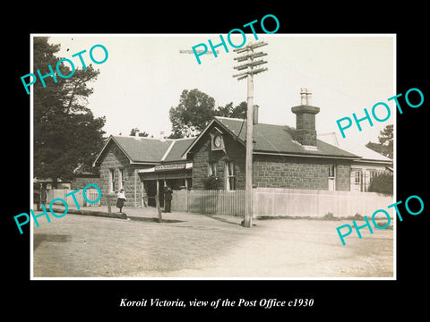 OLD LARGE HISTORIC PHOTO OF KOROIT VICTORIA, VIEW OF THE POST OFFICE c1930