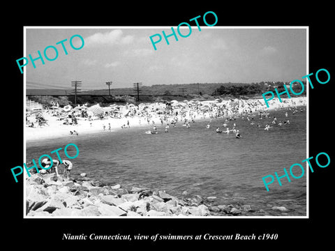 OLD LARGE HISTORIC PHOTO OF NIANTIC CONNECTICUT, VIEW OF CRESCENT BEACH c1940 1