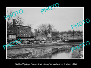 OLD LARGE HISTORIC PHOTO OF STAFFORD SPRINGS CONNECTICUT MAIN ST & STORES 1940 2