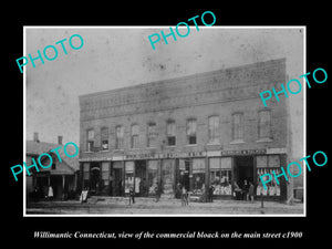 OLD LARGE HISTORIC PHOTO OF WILLIMANTIC CONNECTICUT, THE COMMERCIAL BLOCK c1900