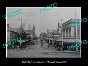 OLD LARGE HISTORIC PHOTO OF PERTH WEST AUSTRALIA, VIEW OF BARRACK STREET c1900